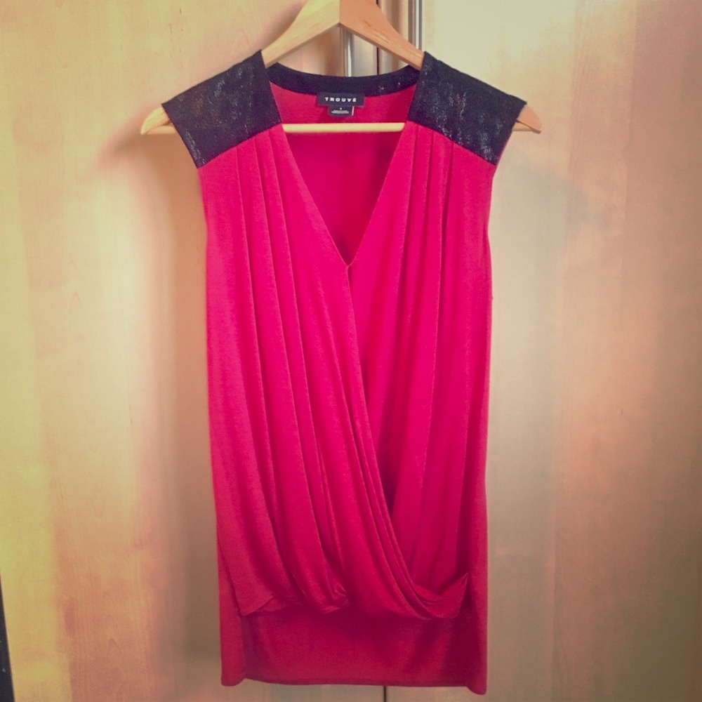 Trouve Pleated Jersey Top